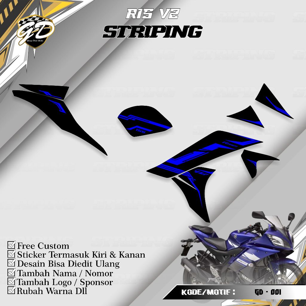 Striping R15 V2 - สติ๊กเกอร์ Striping R15 V2 - Yamaha Striping R15 V2 GD-001