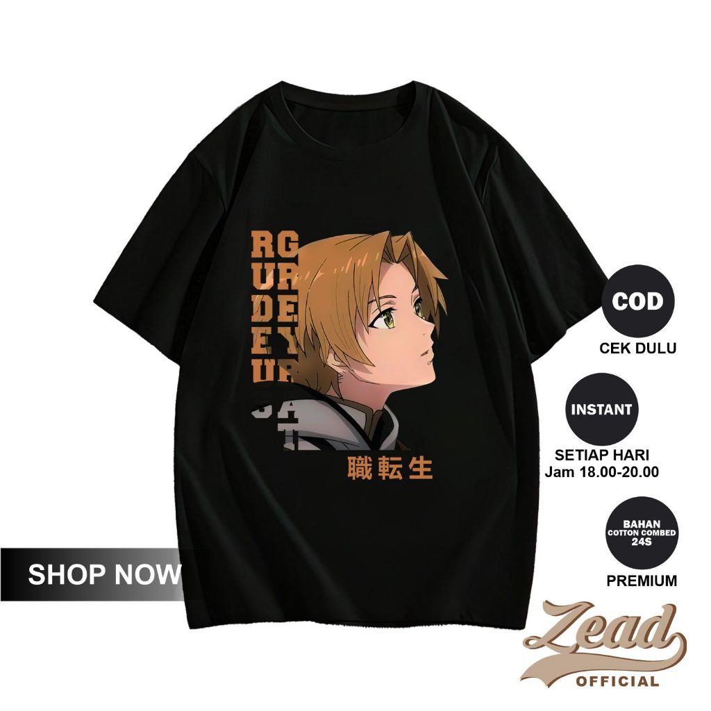 ZEAD ANIME เสื้อยืด MUSHOKU TENSEI DISTRO เสื้อยืด RUDEUS GREYRAT TSHIRT เสื้อผ้าสําหรับผู้ใหญ่สําหร