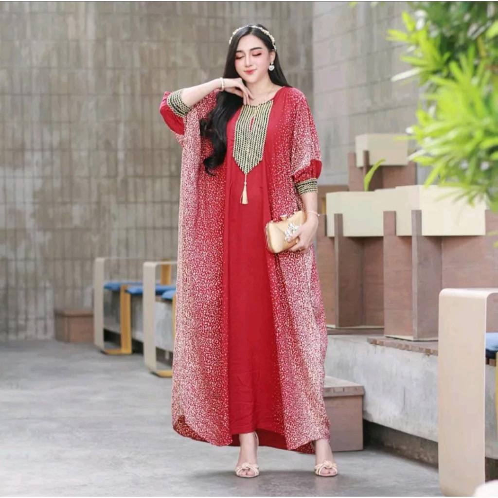 El Rummy Collection - Sultan Kaftan Gamis Rayon Premium Jumbo Busui Spray Lace Motif