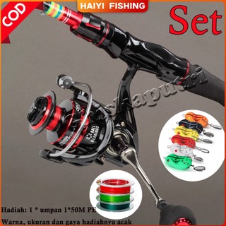 HAIYI FISHING Serat Karbon Berongga Fishing Rod Alat Pancing 1.65M /1.8M/2.1M Joran Pancing Untuk Memancing Reel Pancing Gulungan Memancing Logam Max Drag 5kg Peralatan Gulungan Asli Pancingan Set Siap Pakai Memancing Lengkap Seanr Lure Fishing Pole