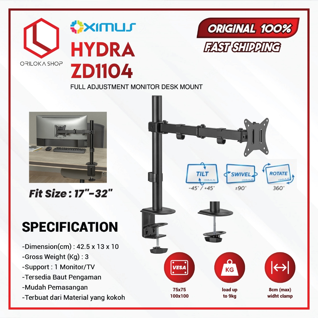 Oximus Hydra ZD1104 LCD TV Table Bracket 1 Monitor 17" นิ้ว - 32" นิ้ว
