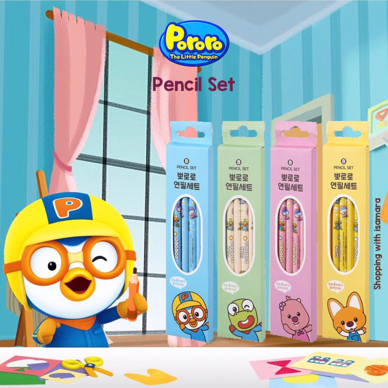 ชุดดินสอ Pororo/Poro, Loopy, Crong, And Eddy Pencil Set