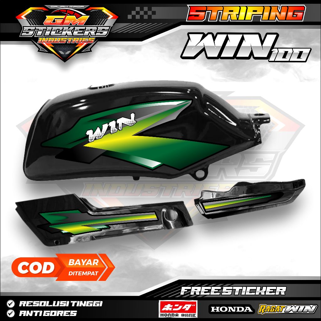 HONDA WIN 100 VARIATION STICKER STRIPING SIMPLE GRAPHICS K27