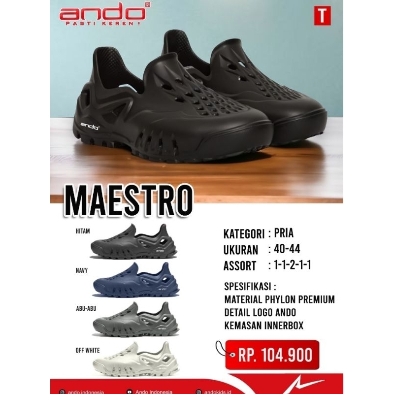 ANDO MAESTRO SLIP ON PYLON RUBBER CROK รองเท้าสําหรับผู้ชายผู้ใหญ่