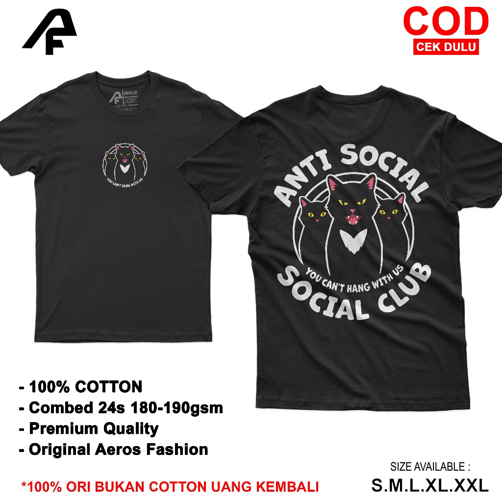 เสื้อยืด Anti Social Social Club คุณไม่สามารถแขวนกับ Us Cotton Combed 24s Unisex