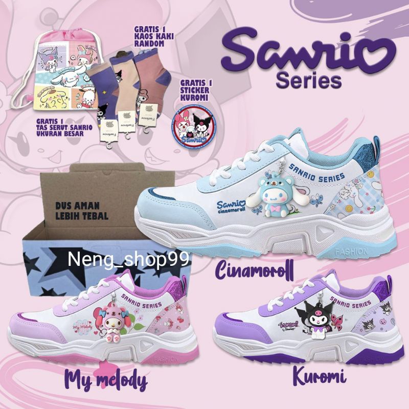SANRIO มีเอกลักษณ์ รองเท้าผ้าใบเด็ก ซินาโมโรล ซานริโอ มายเมโลดี้ ตัวละครสําหรับเด็กผู้หญิง/เด็กผู้หญิง อนุบาล อนุบาล ประถม สีน้ําเงิน สีชมพู สีม่วง ไซส์ 26-35