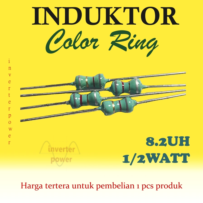 แหวนสี Inductor 1/2 วัตต์ 8.2uh แหวนสี Inductor 8.2uh