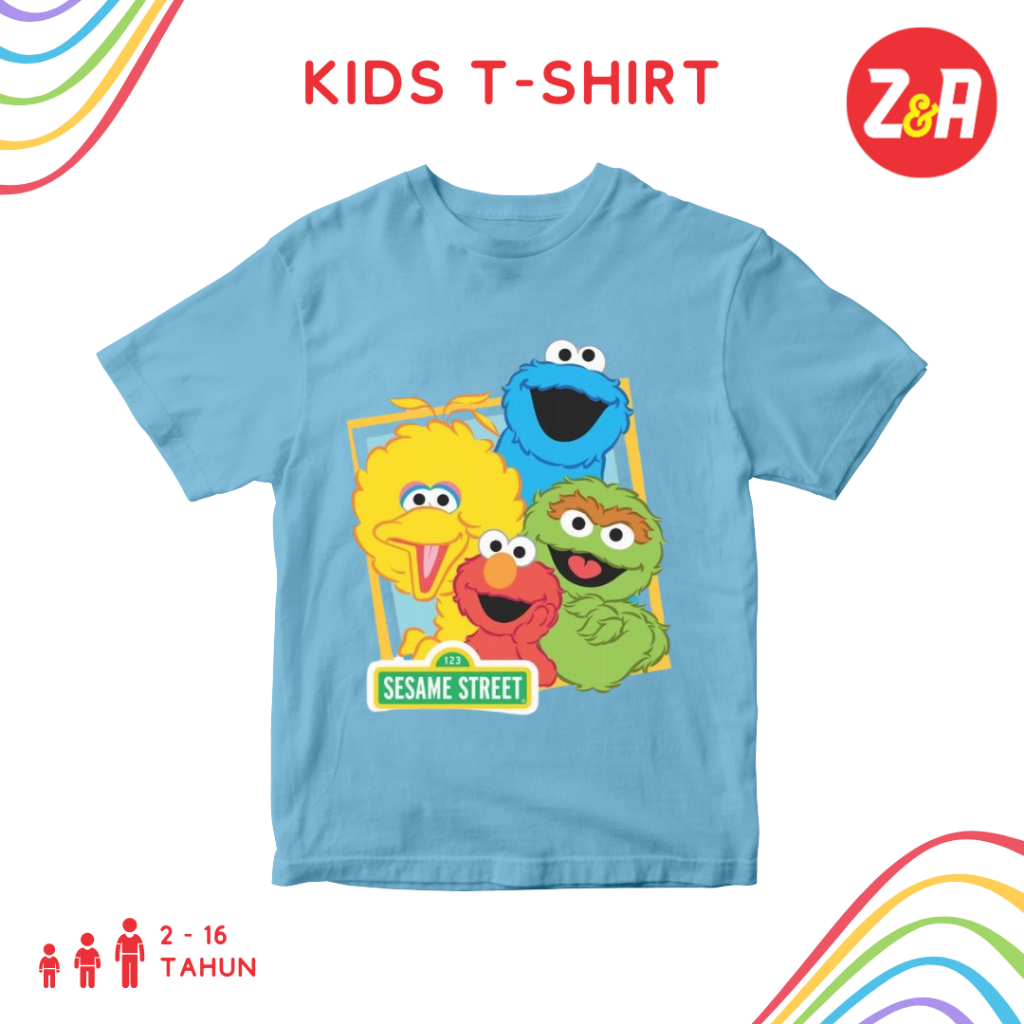เสื้อยืดเด็ก ELMO | เอลโม่ งา ถนน แขนสั้นสําหรับเด็กชายและหญิงอายุ 2 ถึง 16 ปี | เสื้อยืดลายการ์ตูนคุกกี้มอนสเตอร์ นกใหญ่ Grover Fashion Kids Couple Combed 30s | เสื้อผ้าเด็ก ไม่จํากัดเพศ