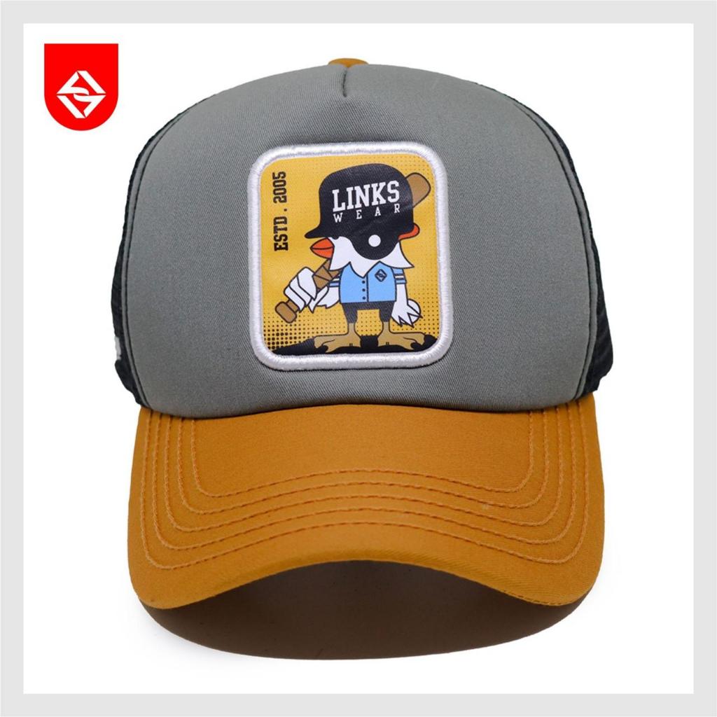 LINKSWEAR หมวกตาข่ายสําหรับผู้ชาย หมวก Trucker ผู้ใหญ่ LINKSWEAR Distro Original Mustard Grey 086