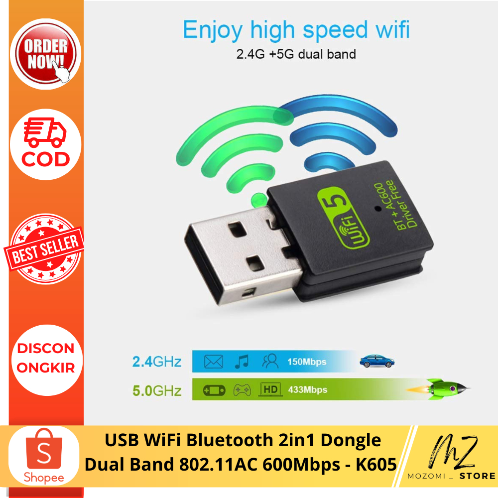 USB WiFi Bluetooth 2in1 Dongle Dual Band 802.11AC 600Mbps - K605 การเชื่อมต่อ Bluetooth และ WI Fi