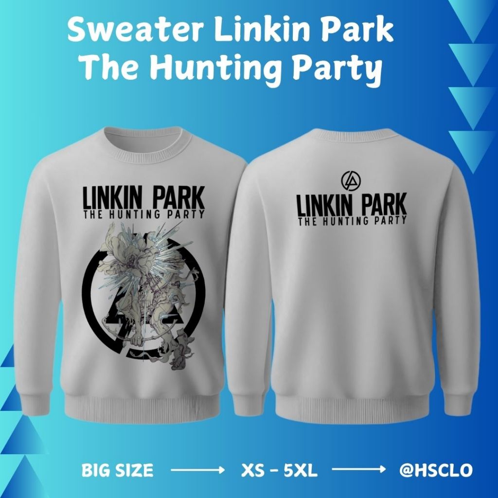 เสื้อกันหนาว HSCLO สีสีขาวขนาดใหญ่วัสดุขนแกะเพลง Linkin Park อัลบั้มปาร์ตี้ล่าสัตว์พร้อม XS-XL