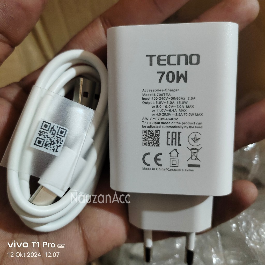 เครื่องชาร์จ Tecno POVA 6 / POVA 6 PRO ชาร์จเร็วของแท้ 70W