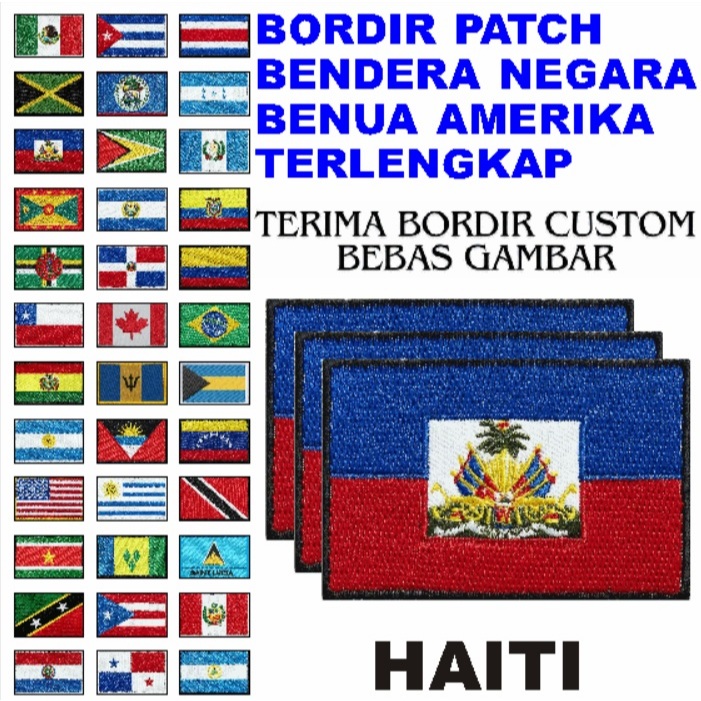 BET FLAG EMBROIDERY PATCH/ สมบูรณ์ HAITI STATE AMERICAN FLAG