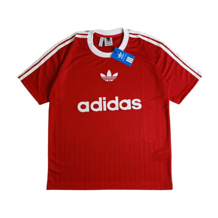 Merah Adidas Mens Red Adicolor Jersey T-shirt