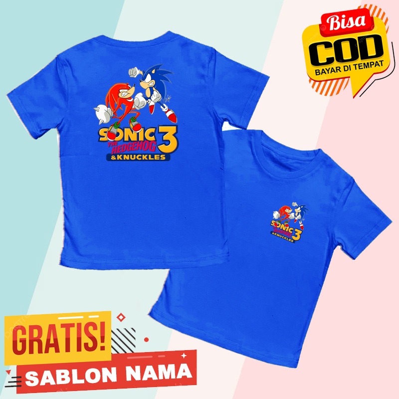 SONIC THE HEDGEHOG & KNUCKLES MOTIF CHILDRENS เสื้อยืดด้านหน้าและด้านหลัง