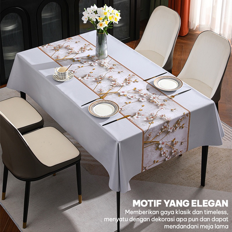 ผ้าปูโต๊ะรับประทานอาหารลายสุนทรียศาสตร์ วัสดุ PVC พรีเมี่ยม ทนต่อคราบ / D61-1A - D61-4A - M388
