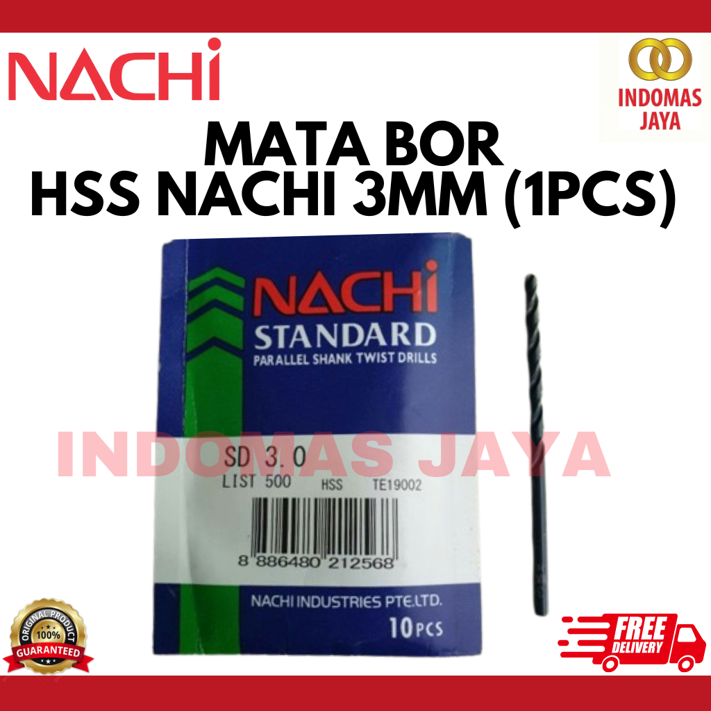 MATA NACHI 3MM IRON DRILL BIT NACHI HSS DRILL 3.0 MM @(1PCS)