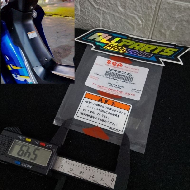 ORIGINAL JAPANESE WARNING STICKER UK 5X3 68319-40J00 SGP