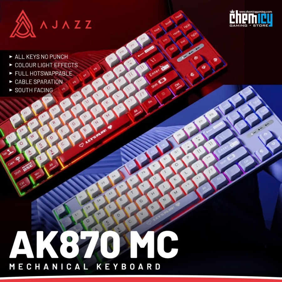 คีย์บอร์ดเกมกล Ajazz AK870 MC TKL RGB