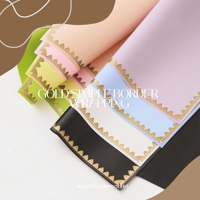 GOLD SIMPLE BORDER CELLOPHANE FLOWER PAPER HAND BOUQUET WRAPPING FLOWER PAPER BOUQUET GRADUATION DEC