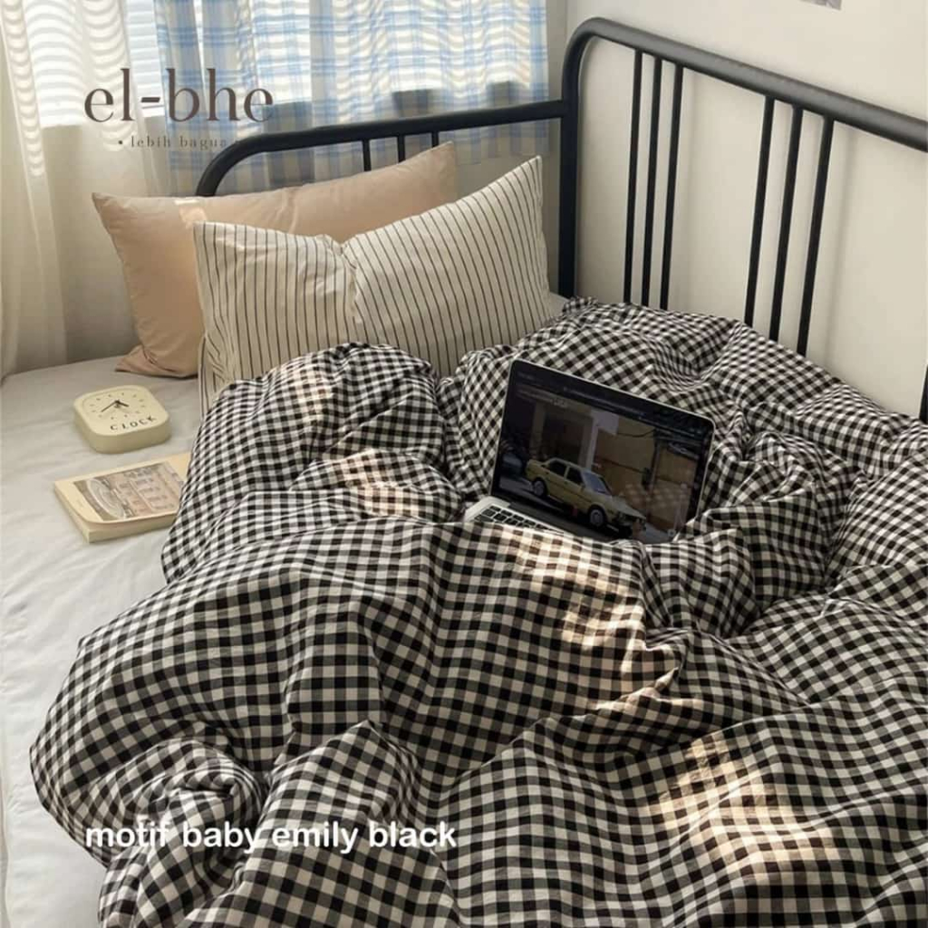 LOKAL KATUN Elbhe Local Cotton Minimalist Aesthetic Bed Sheet - Baby Emily - สีกรมท่า เทา -