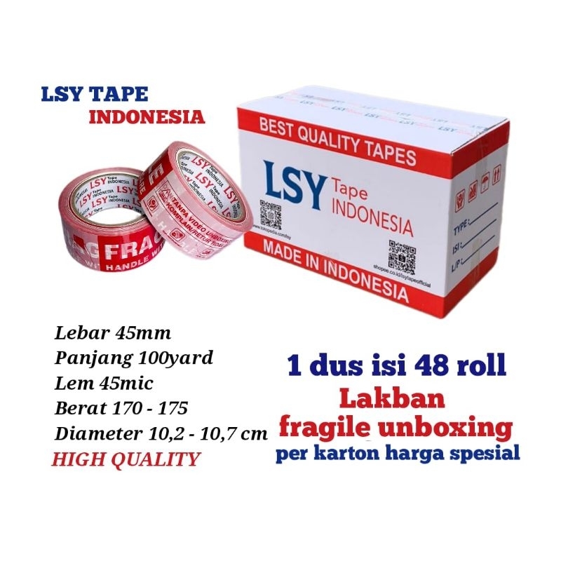 แกะกล่องเปราะบางผสม LSY TAPE 45mm x 100yards 1 กล่อง มี 48 ม้วน ( CMH) RB9