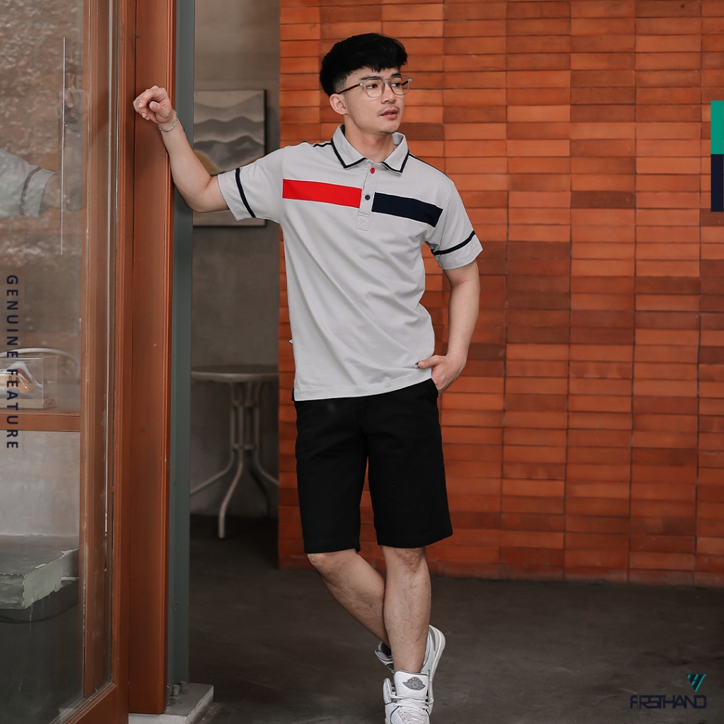 เสื้อโปโลมือหนึ่ง Wangki Crown แขนสั้น สีเทา