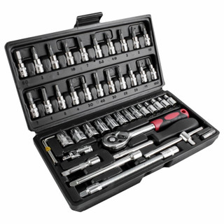 Set Kunci Shock 1/4 Socket + Obeng Socket Set 46 Pcs