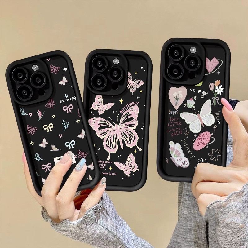 YX18 กรณี SILICON BUTTERFLY สําหรับ REALME 5 5i 5S C3 10 11 15 16 C11 C12 C15 C17 C20 C20A C21Y C25Y