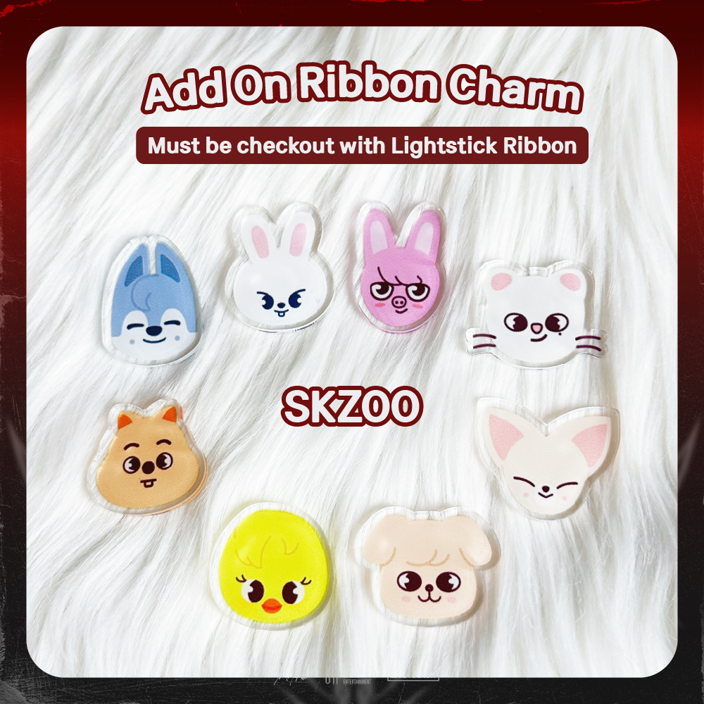 เพิ่ม ON CHARM สําหรับ Stray Kids Lightstick ริบบิ้น [skzoo] ~ ตรวจสอบด้วยริบบิ้น