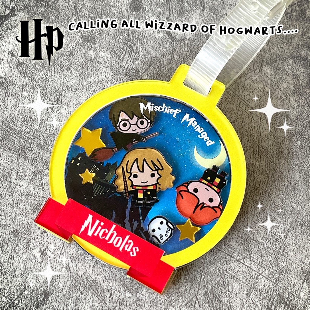 Harry Potter Shaker Tag Bag Suitcase Hogwarts Custom Name Chiikawa Pokemon Mario