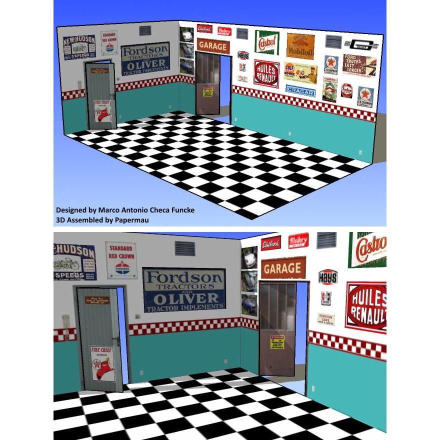 Papercraft Diorama Mustang Garage งานฝีมือกระดาษ DIY