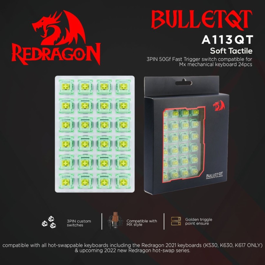REDRAGON Redagon Soft Tactical Universal Switch Mech Keyboard BULLETQT - A113QT