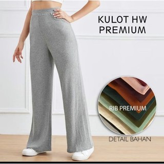 CELANA KULOT WANITA PINGGANG FULL KARET RIB RAJUT PREMIUM