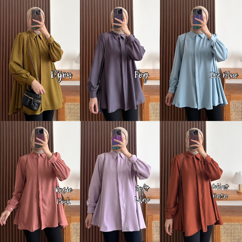 Kemeja Kinka Blouse Shakila / Kinka Shakila Blouse Polos/Kinka Shirt Polos Shakilla เสื้อเชิ้ตผู้หญิ