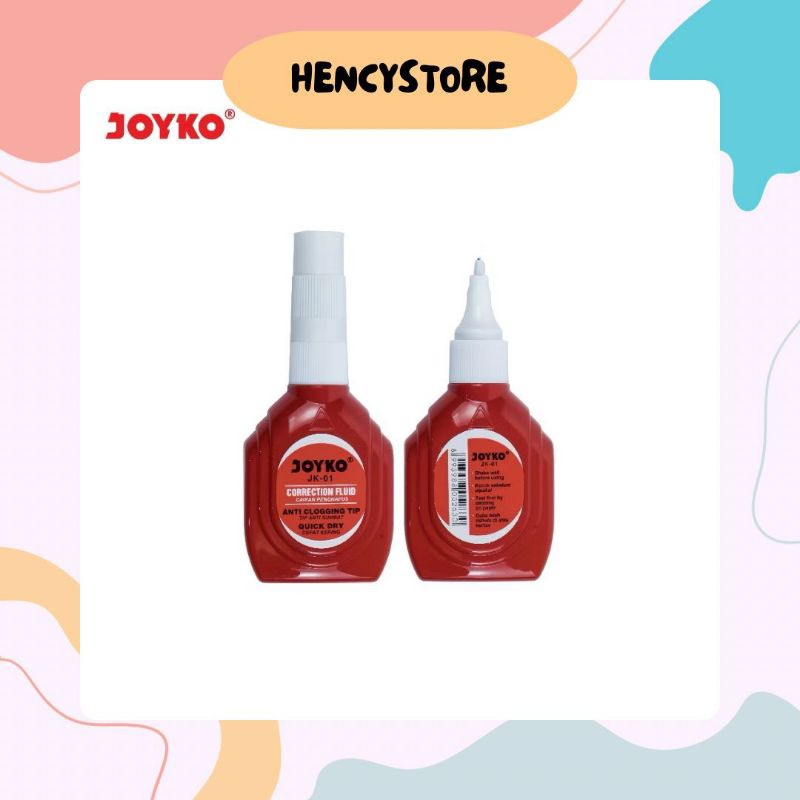 (HencyStore) JOYKO CORRECTION FLUID JK-01TYPEX LIQUID JOYKO JK01 TIPX TIP-EX 1 กล่อง