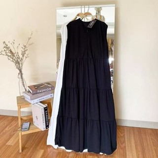 Inner Dress rempel susun bahan rayon premium jumbo busui frendly tanpa lengan
