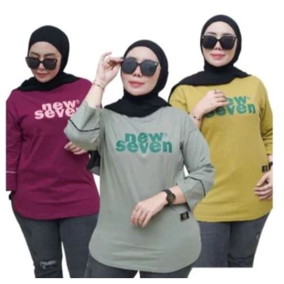 ใหม่ล่าสุด SEVEN Oversize Womens Clothing / Basic Oversize Womens T-Shirt 7/8 Sleeve Bet Seller With