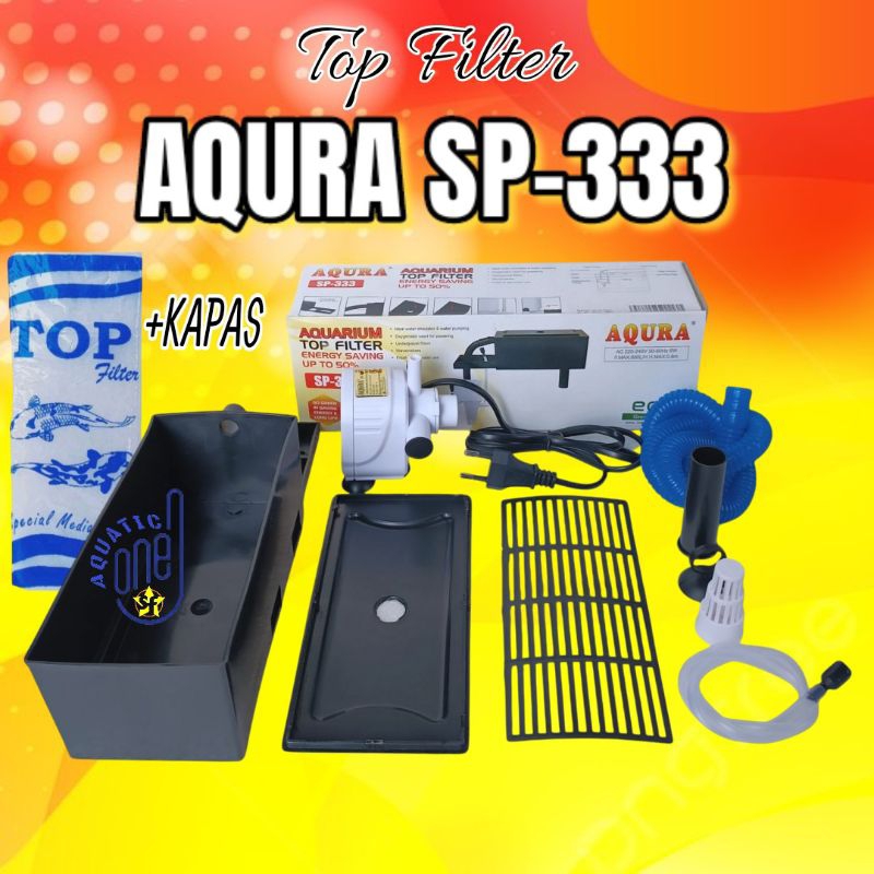 MESIN AQURA SP-333 + COTTON: กล่องกรองด้านบนครบชุดแพ็คเกจ ph พิพิธภัณฑ์สัตว์น้ํา ปั๊มจุ่มเครื่องกรอง