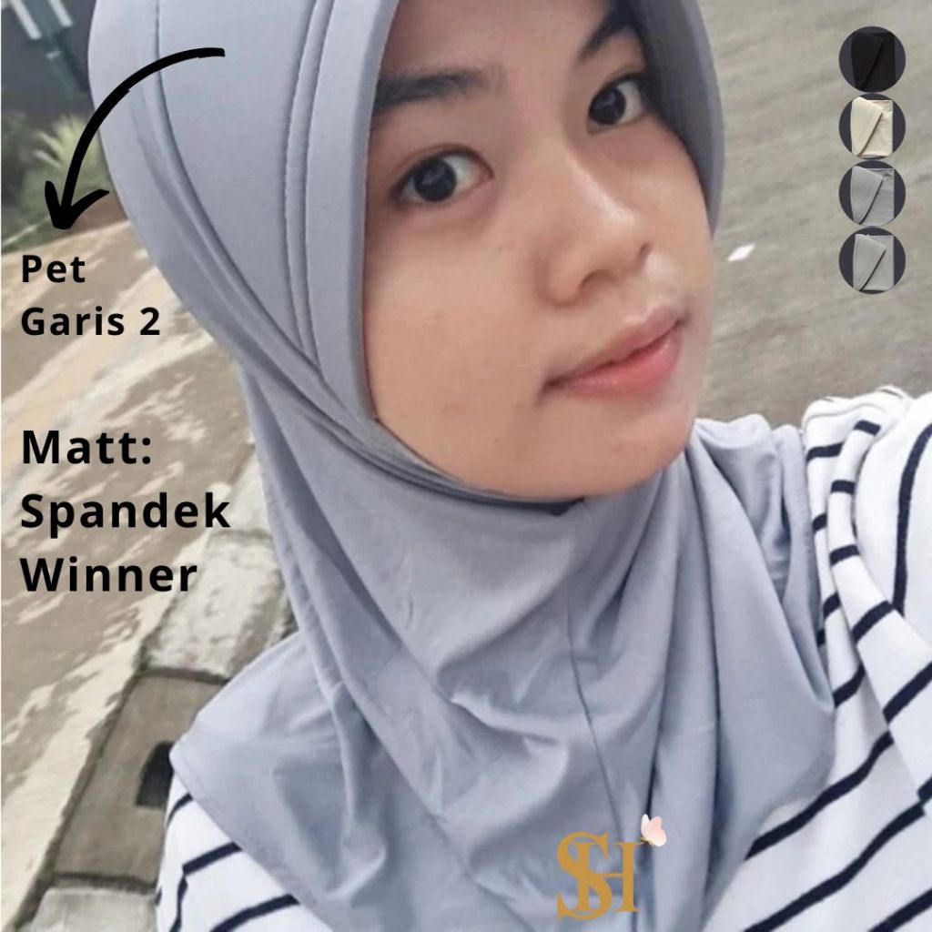 Hijab Bergo Sport Pet Line 2 Mode Standard Instant Hijab Muslimah Hijab