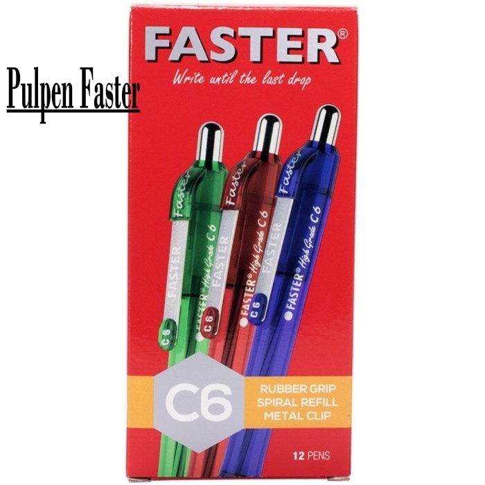 ปากกาลูกลื่นยี่ห้อ Faster Faster C6 (12 ชิ้น) ปากกาลูกลื่น
