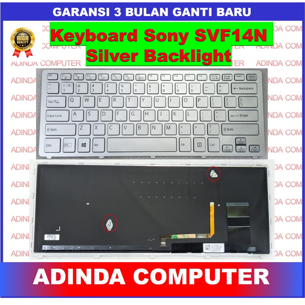 Sony SVF14N SVF14N28SCP SVF14N100C คีย์บอร์ดแบ็คไลท์สีเงิน