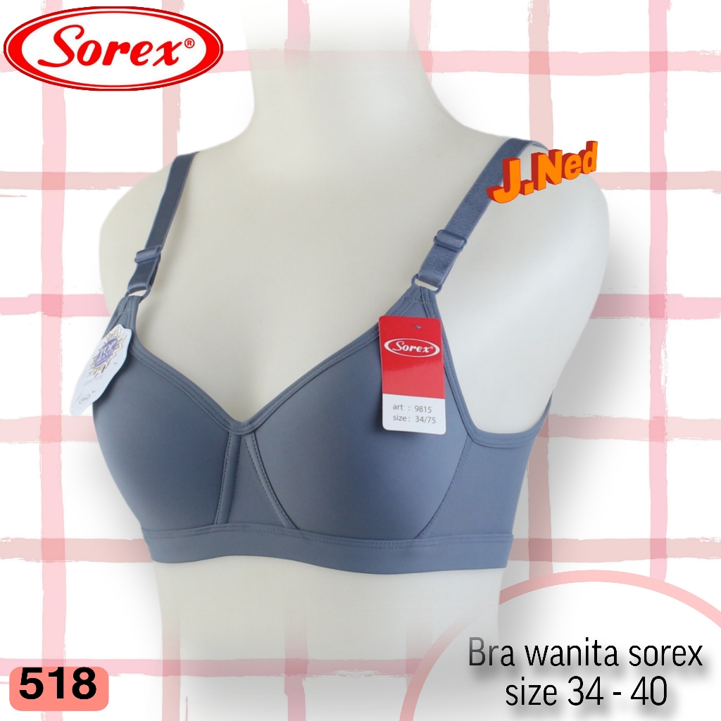 J518 Sorex Bra สําหรับวัยรุ่นและผู้ใหญ่ บราโฟม ไม่มีลวด คัพ B สามตะขอ ไซส์ 34-40