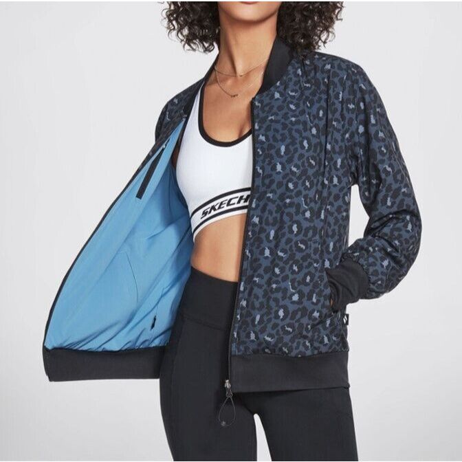 Skechers Womens Midnight Leopard Reversible Bomber Jacket Original