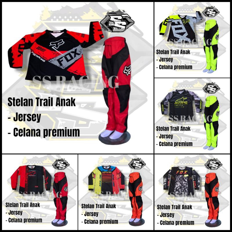 ชุดเสื้อเด็กครอสอายุ 5-12 ปี cross trail cros offroad วิบาก trabas adventure Jersey set