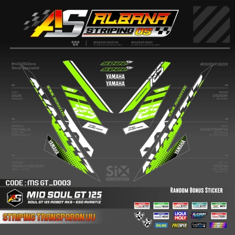 สติ๊กเกอร์ DECAL MIO SOUL GT 125 TRANSPARENT/STRIPING MIO SOUL GT 125 TRANSPARENT UV MOTIF 5