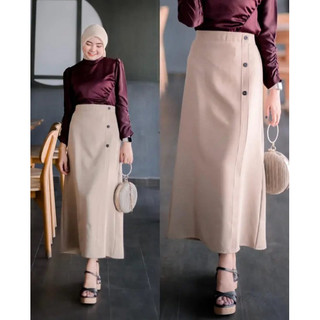 Luna Skirt | Rok Panjang Bengalin Wanita | Semi A-Line Karet