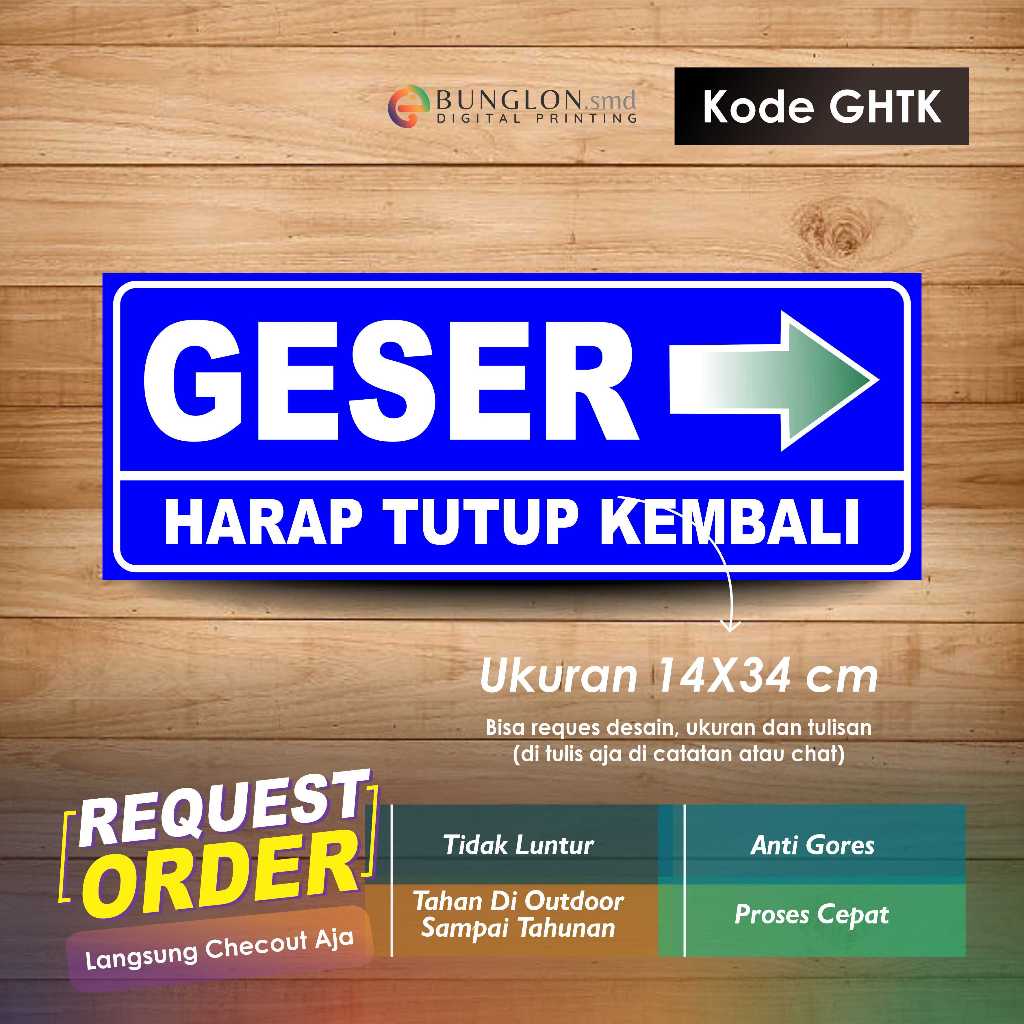 PLEASE CLOSE BACK SLIDING STICKER + BLUE GHTK CODE LAMINATION