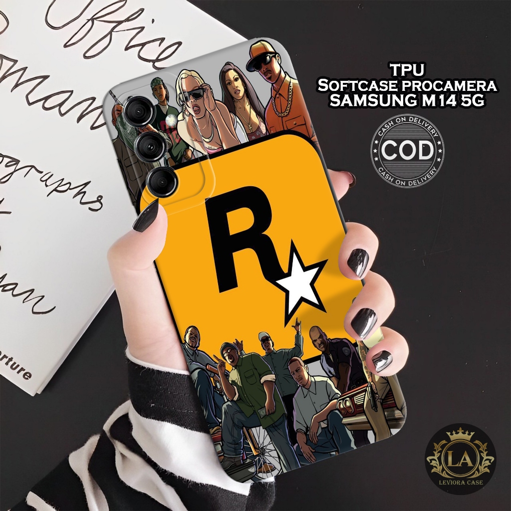 HP เคส Samsung M14 5G รุ่นล่าสุด - เคส GTA แฟชั่น - Samsung M14 5G Softcase - เคสกล้อง Pro - เคส Sam