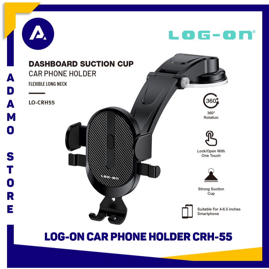 LOG-ON ที่วางโทรศัพท์ในรถยนต์ LO-CRH55 Dashboard ดูดถ้วยยืดหยุ่นคอยาวผู้ถือรถ